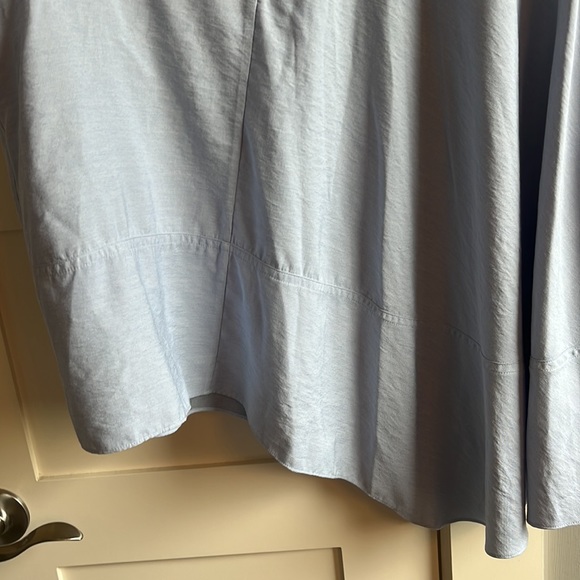 Tibi 2 light blue asymmetrical blouse button detail elastic sleeves top shirt - Picture 5 of 9